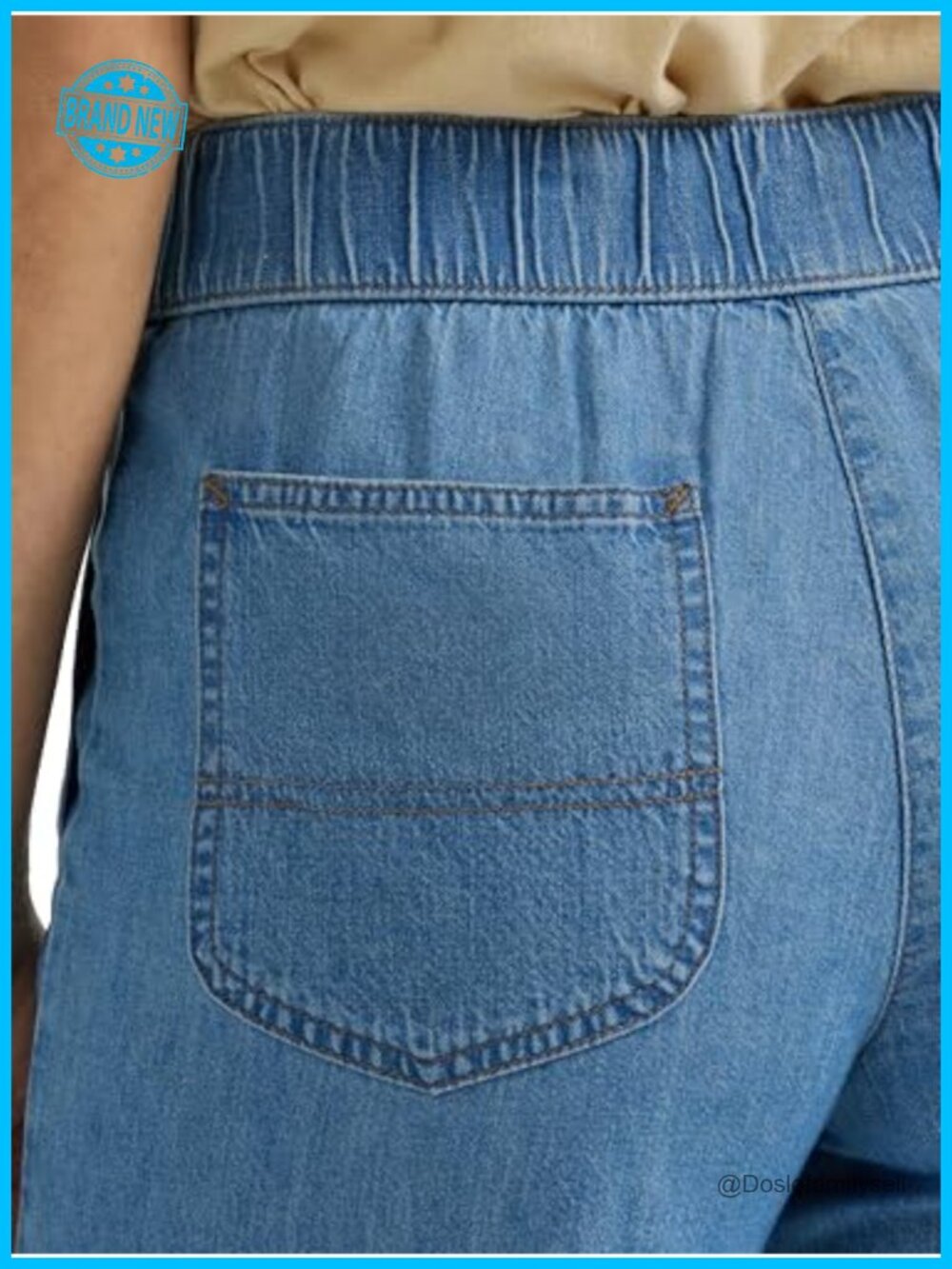 Wide Leg Crop Capri Pants with Elastic Waistband - Picture 4 of 5